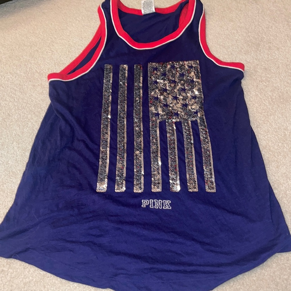 Pink VS Sequence American Flag Tank